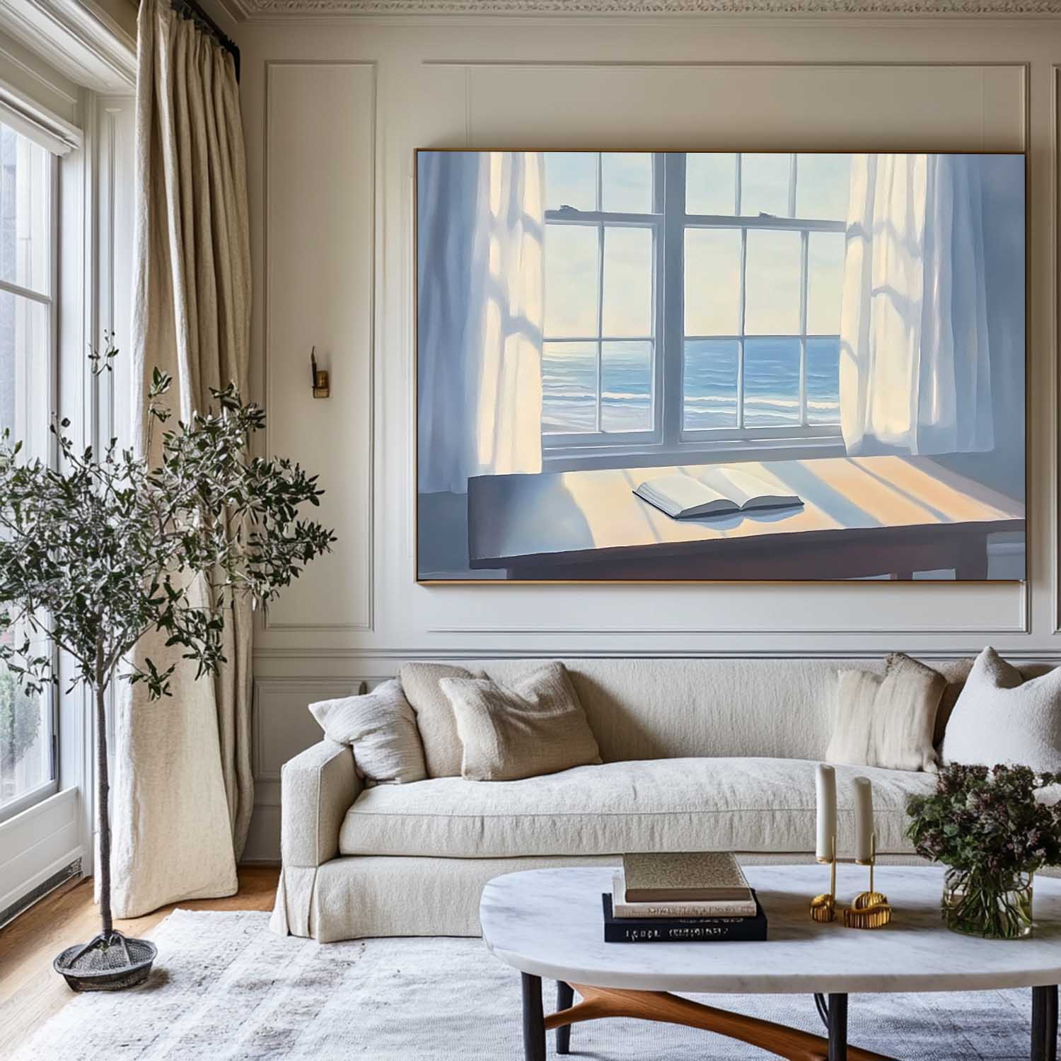 Coastal Window Book Canvas Wall Art