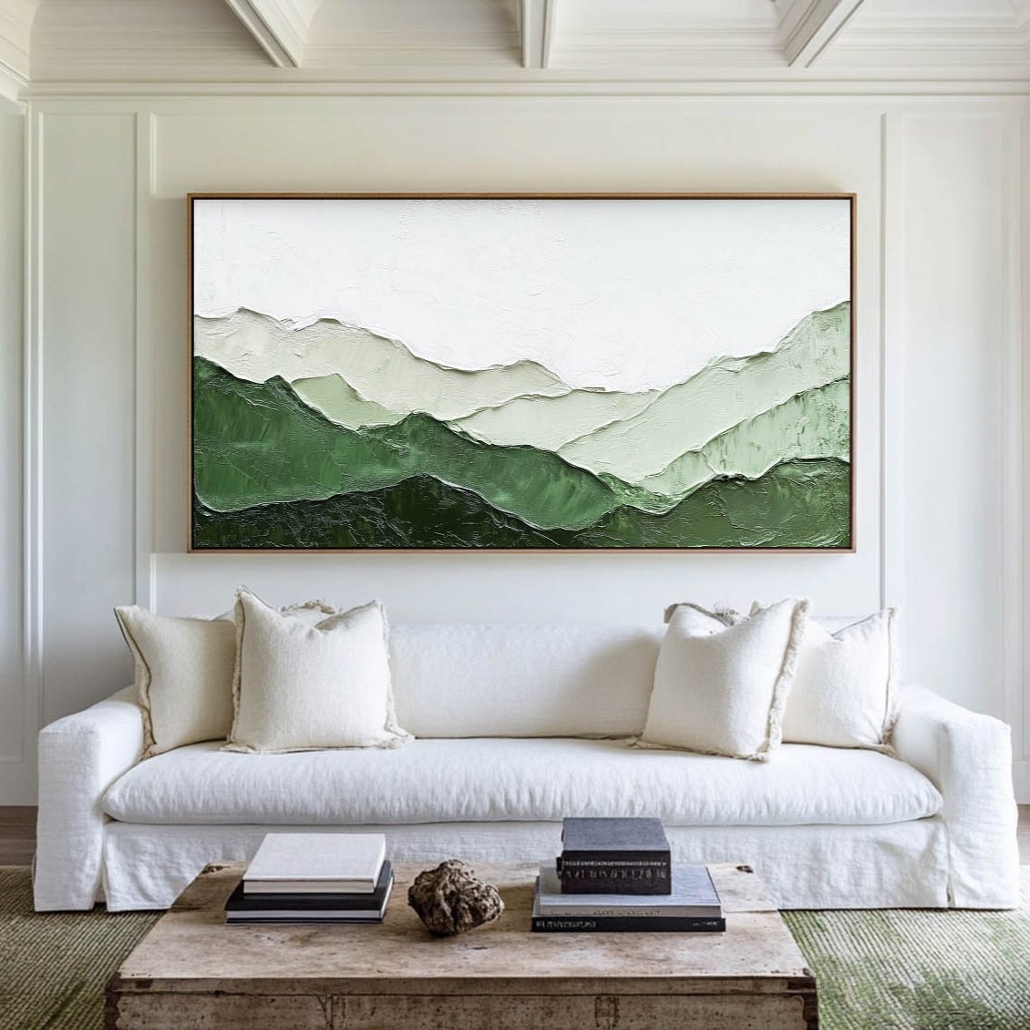 Textured Green Mountain Horizontal Canvas Art