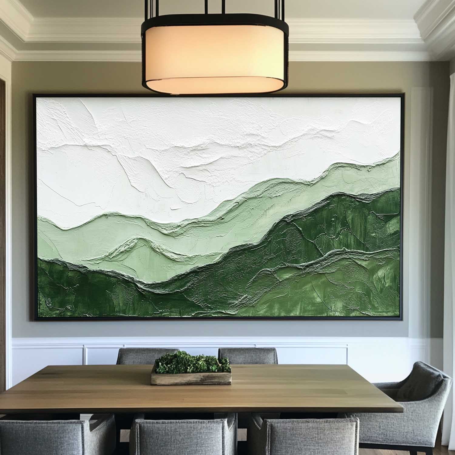 Layered Green Mountain Landscape Art