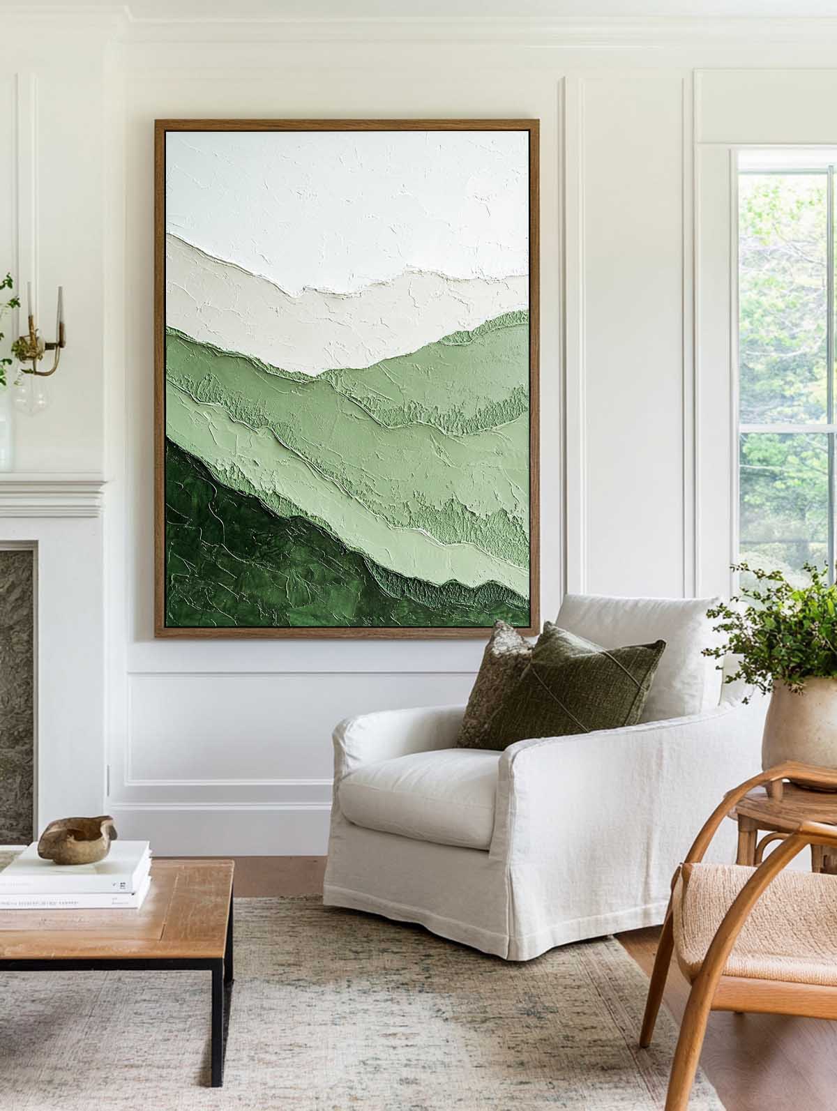 Verdant Ridge Minimalist Landscape Painting