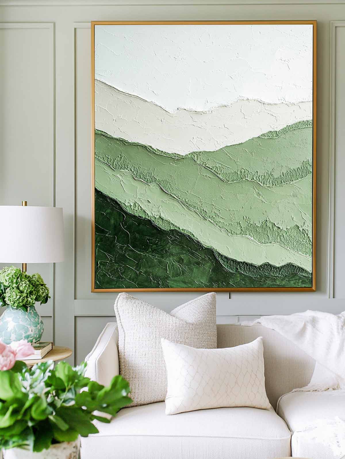 Verdant Ridge Minimalist Landscape Painting