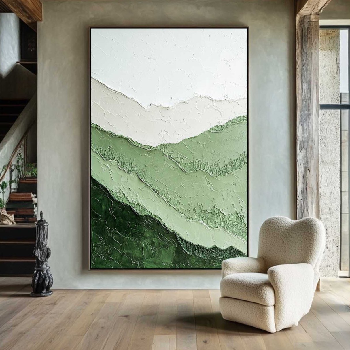 Verdant Ridge Minimalist Landscape Painting