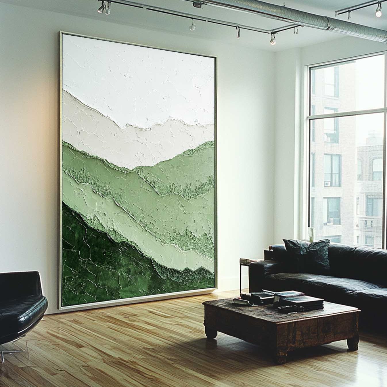 Verdant Ridge Minimalist Landscape Painting