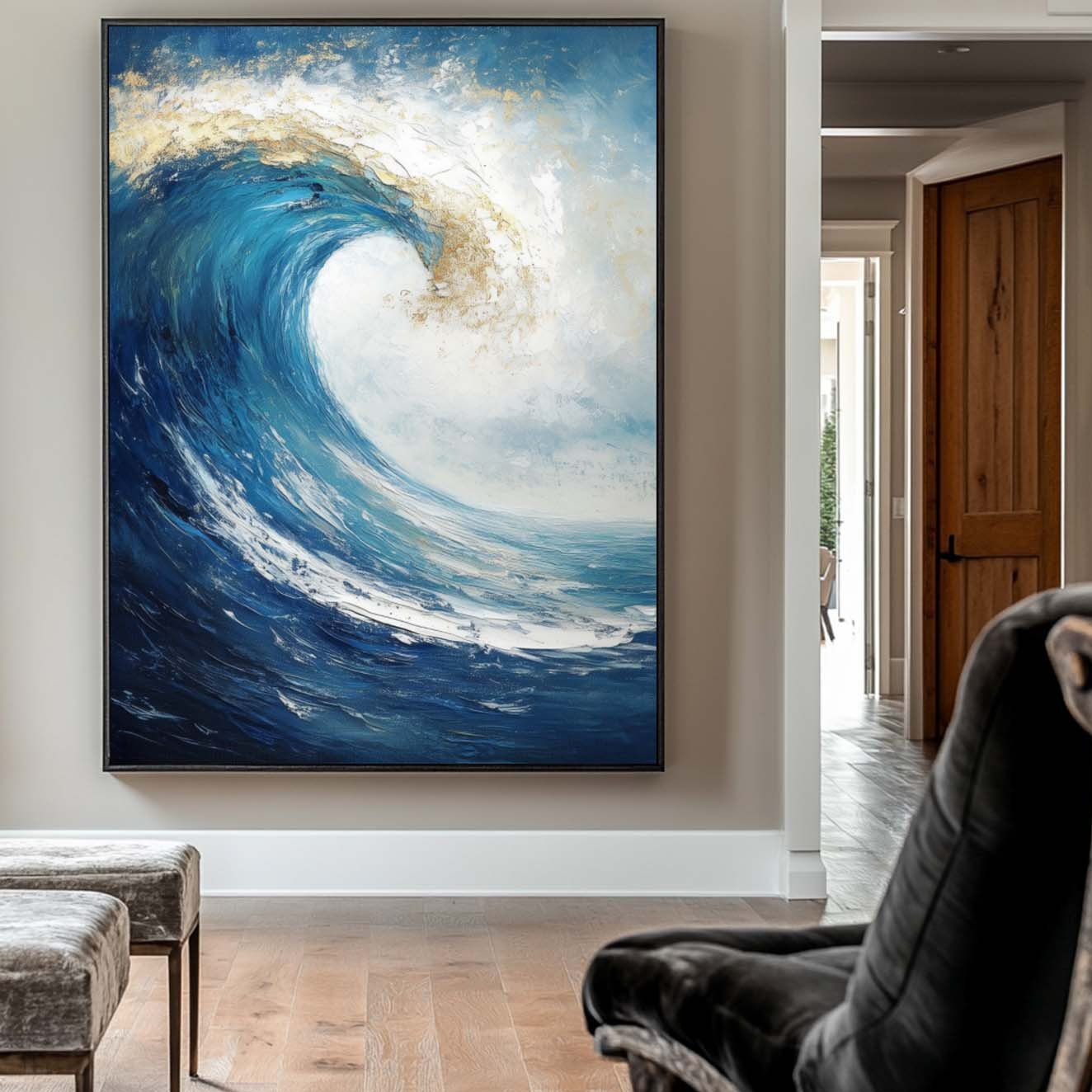 Blue Ocean Wave Coastal Painting