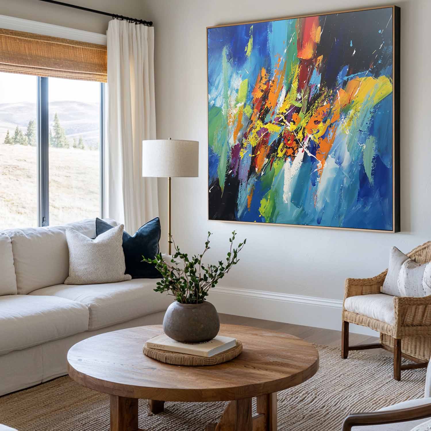 Colorful Brush Stroke Abstract Canvas Wall Art