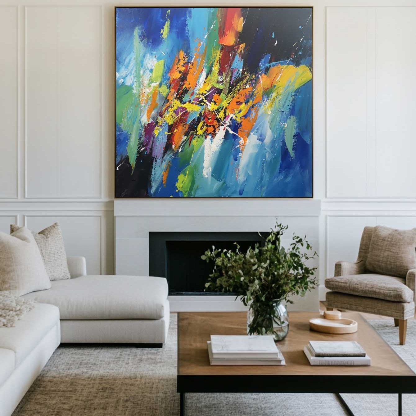 Colorful Brush Stroke Abstract Canvas Wall Art