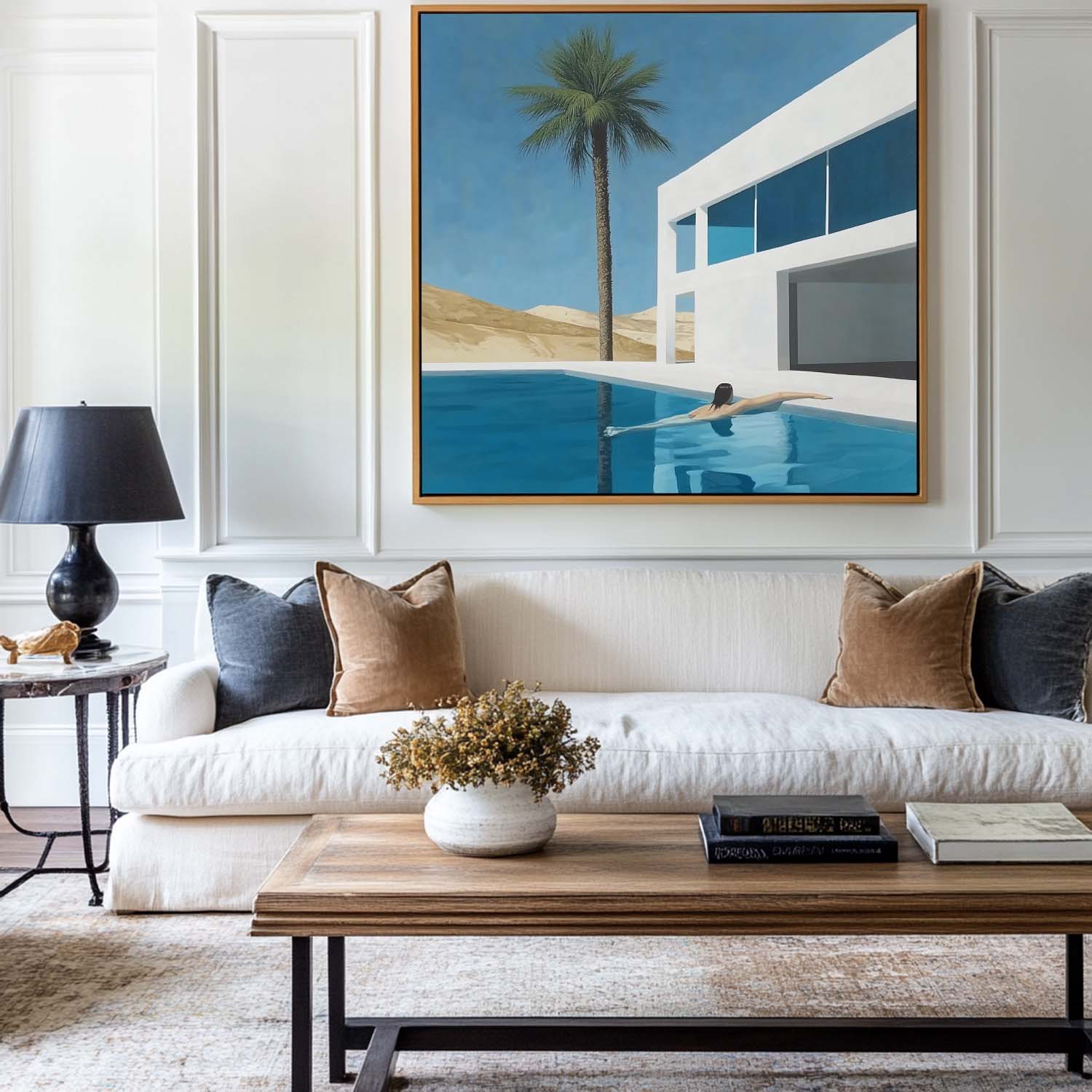 Modern Pool House Palm Canvas Wall Art