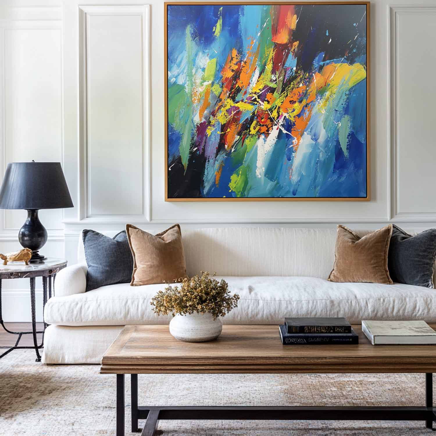 Colorful Brush Stroke Abstract Canvas Wall Art