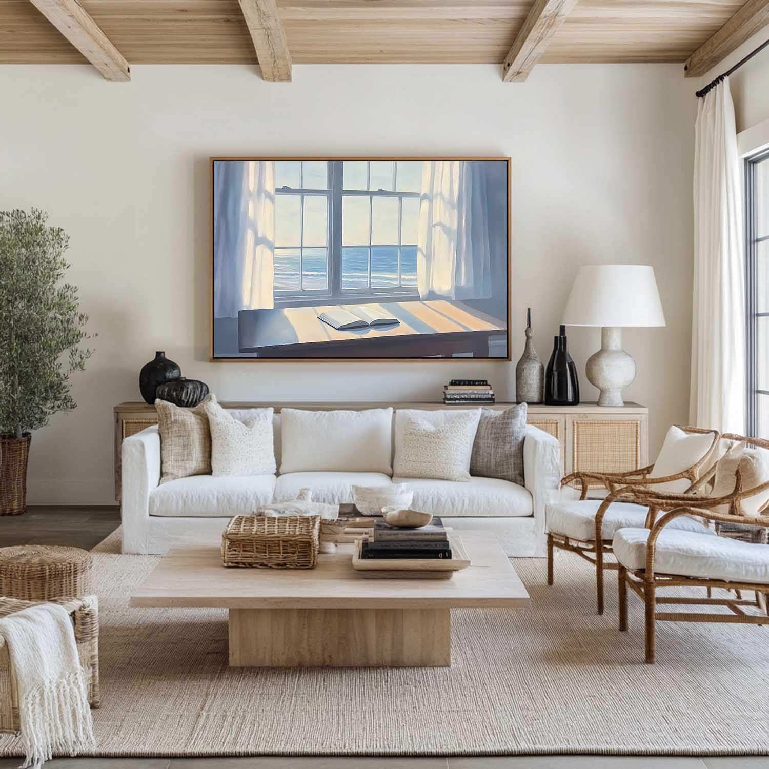 Coastal Window Book Canvas Wall Art