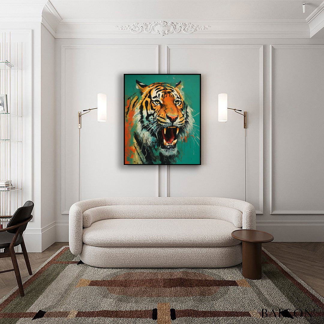 Vintage Roaring Tiger Canvas Art