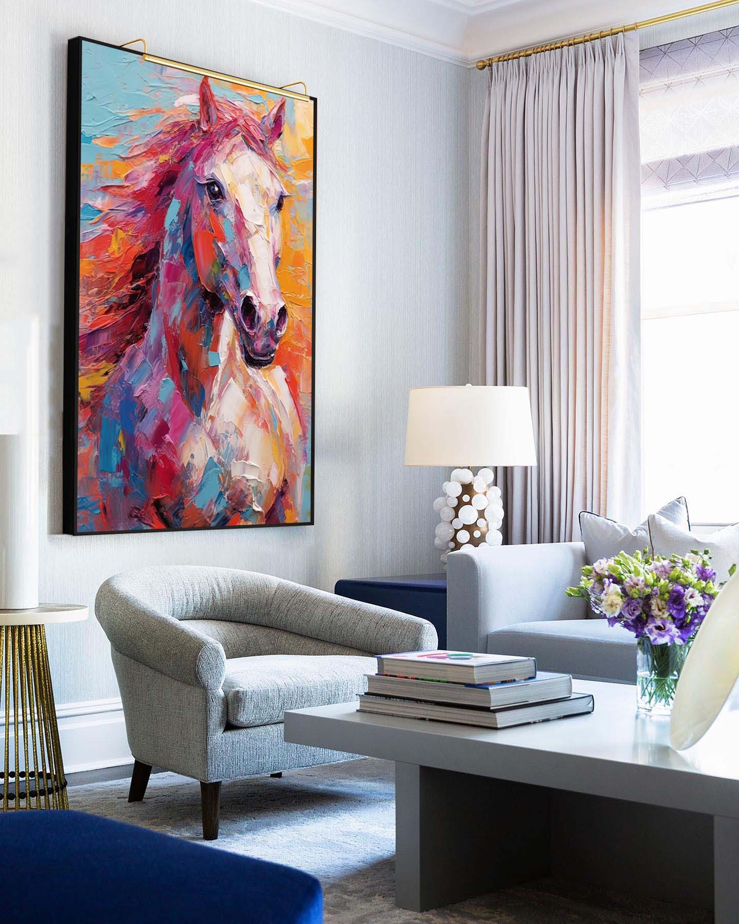 Wall Art Impasto Textured Vibrant Colorful Horse