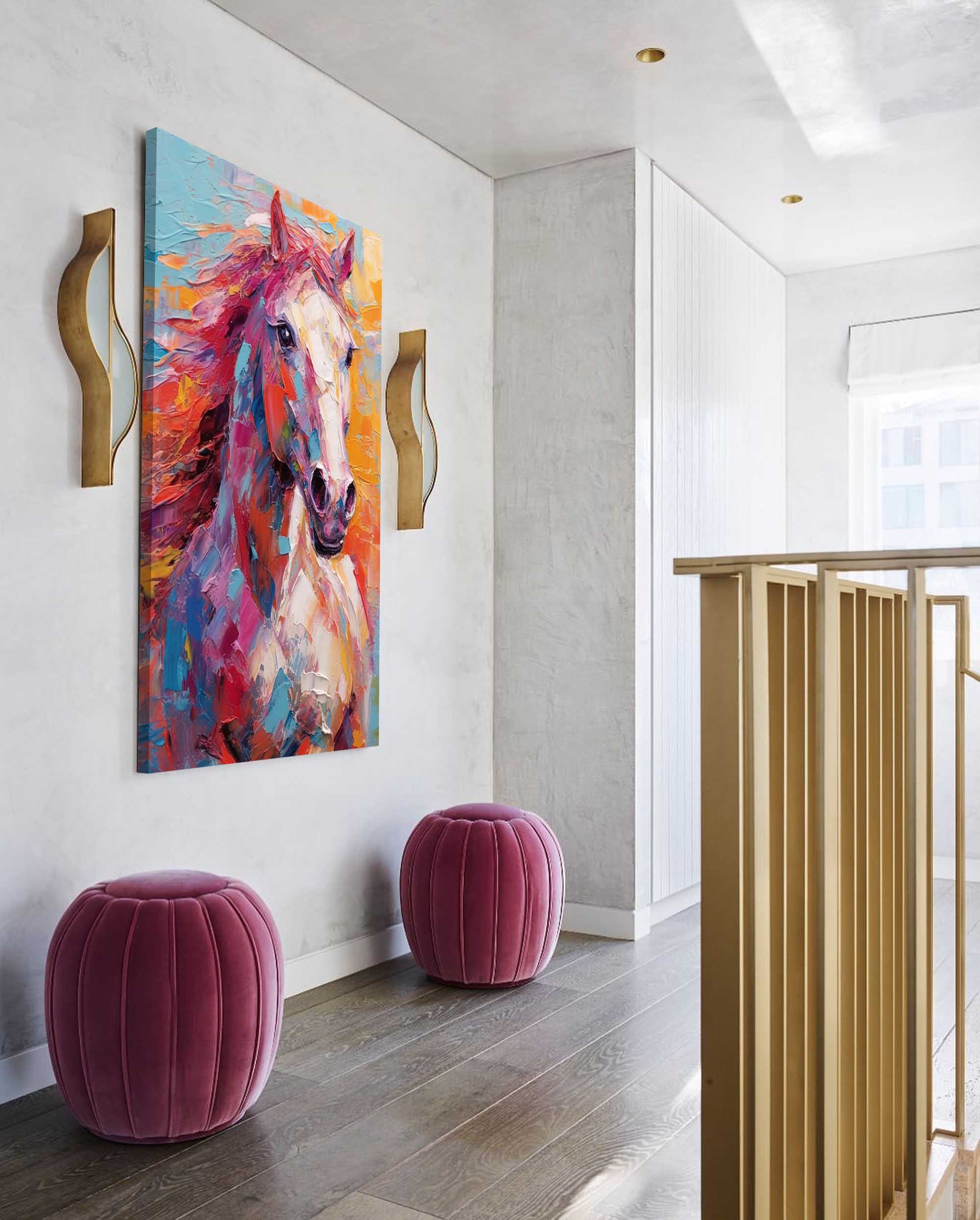 Wall Art Impasto Textured Vibrant Colorful Horse