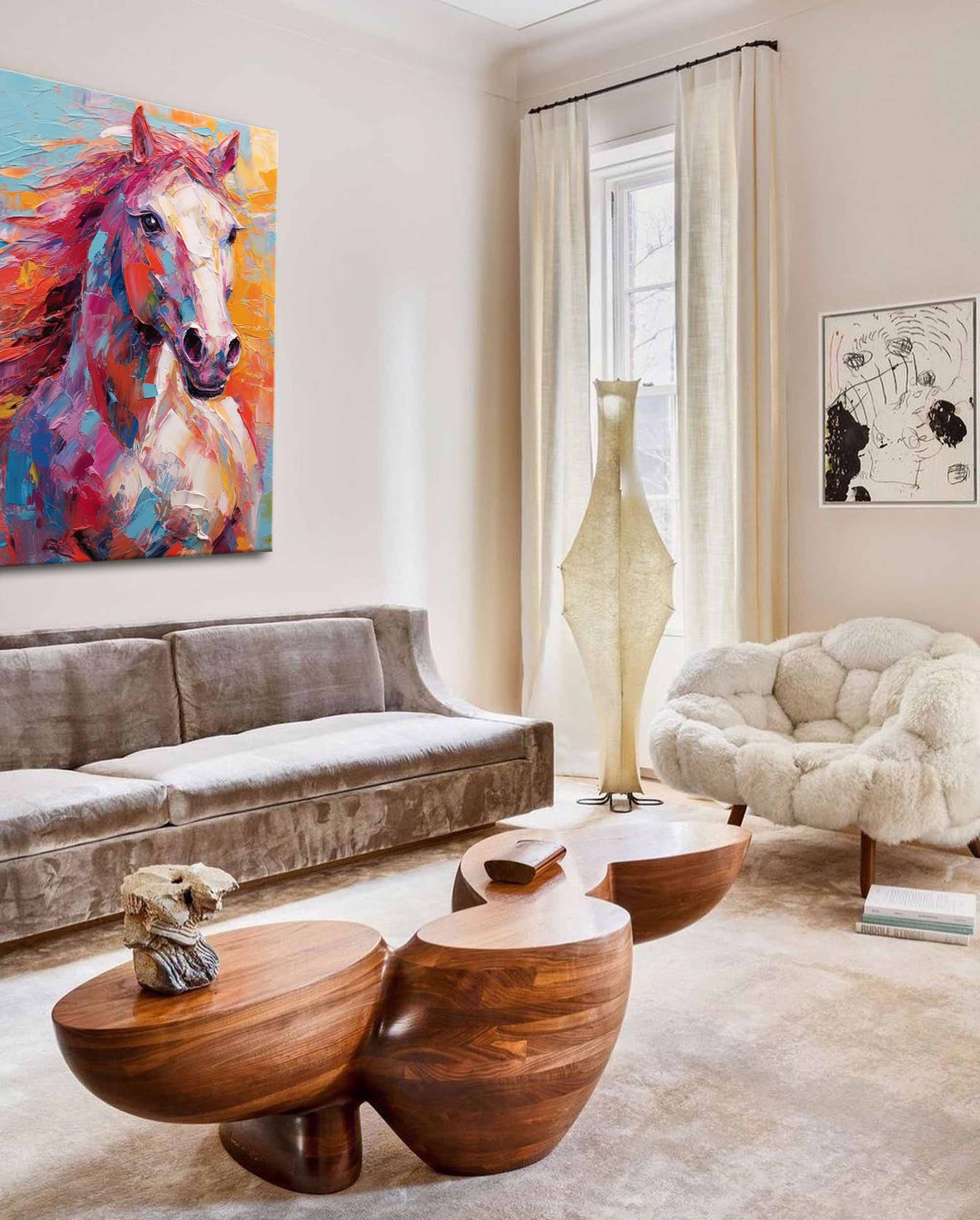 Wall Art Impasto Textured Vibrant Colorful Horse
