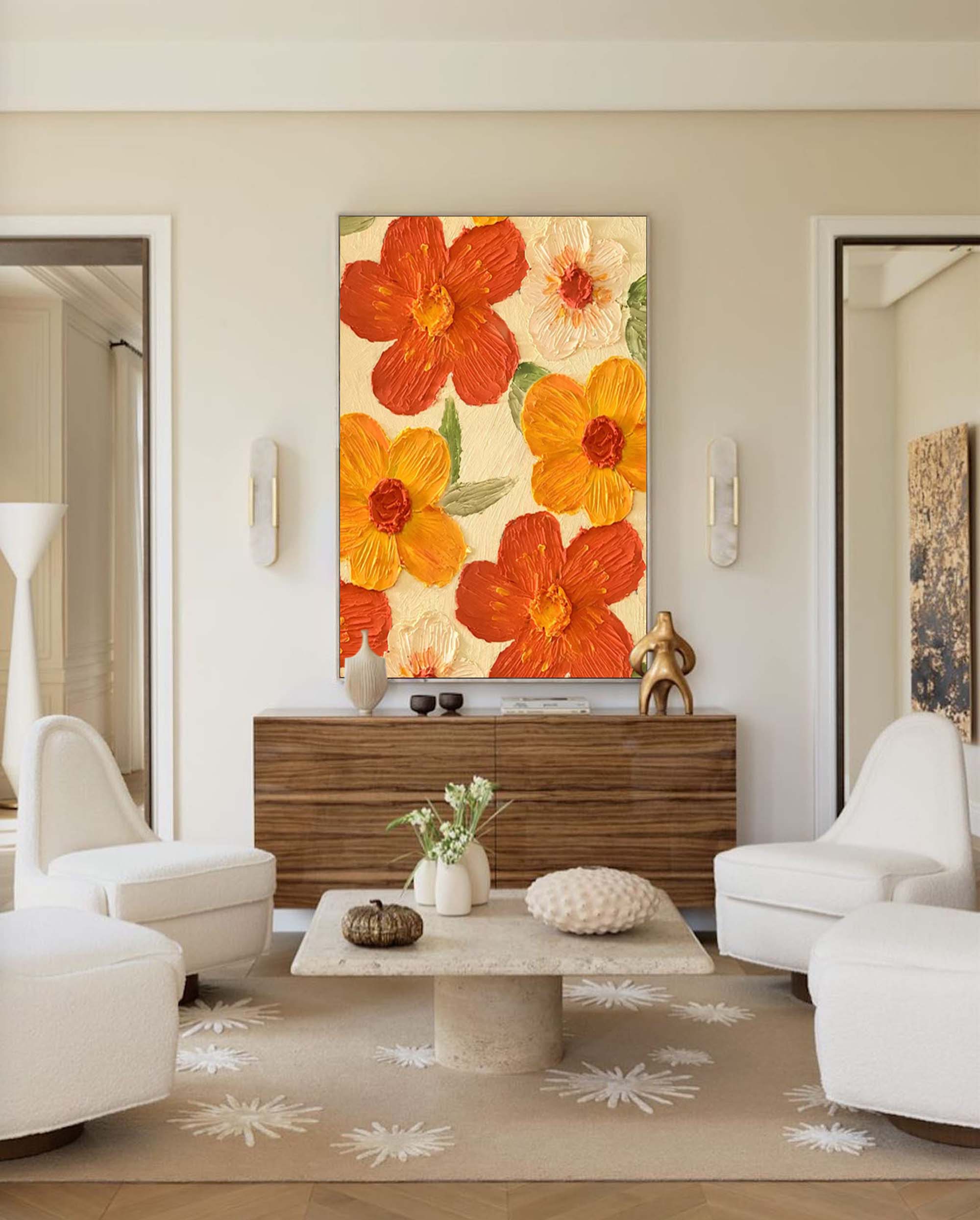 Wall Art Orange Yellow Floral Botanical