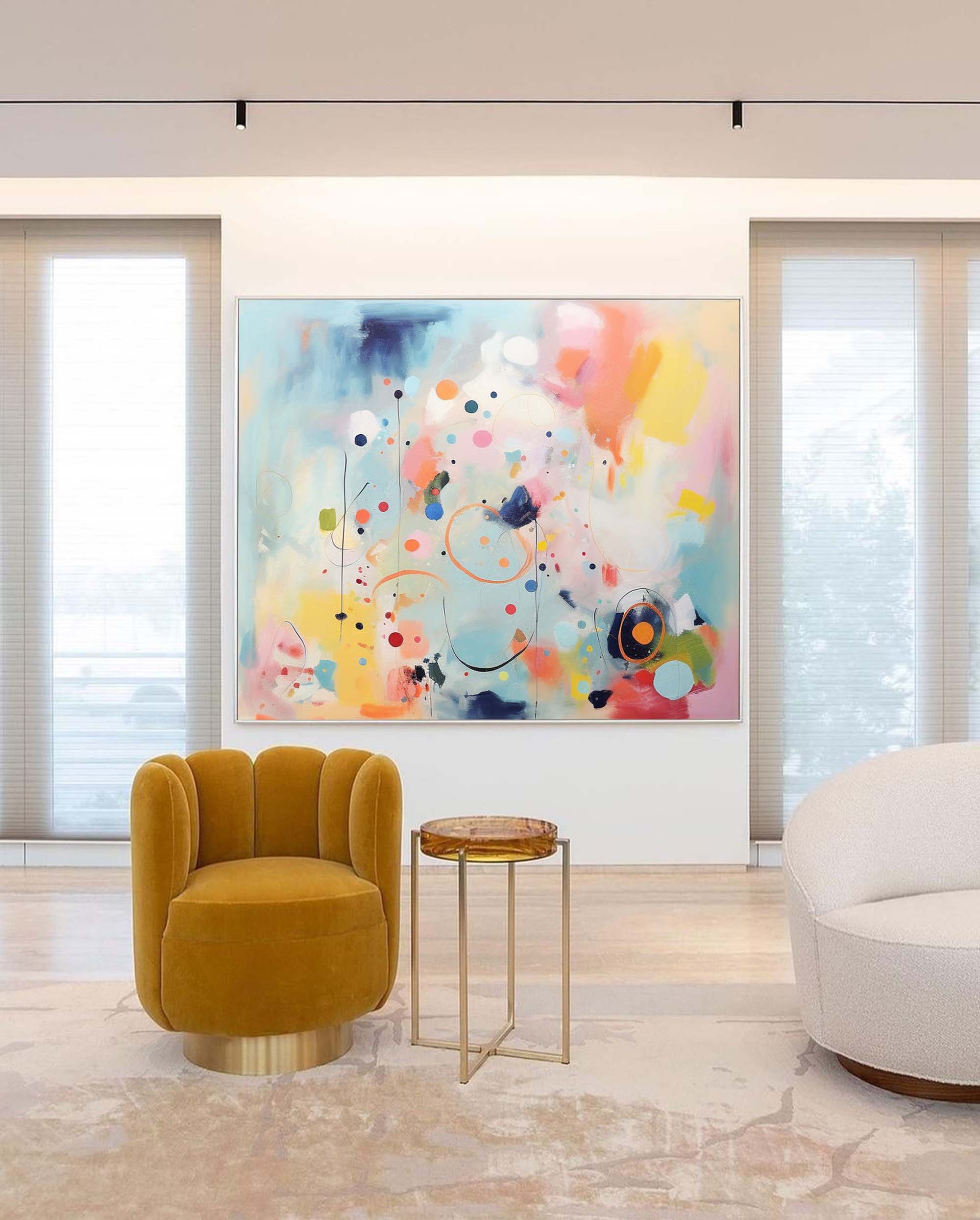 Vibrant Pastel Abstract Canvas Oil Painting