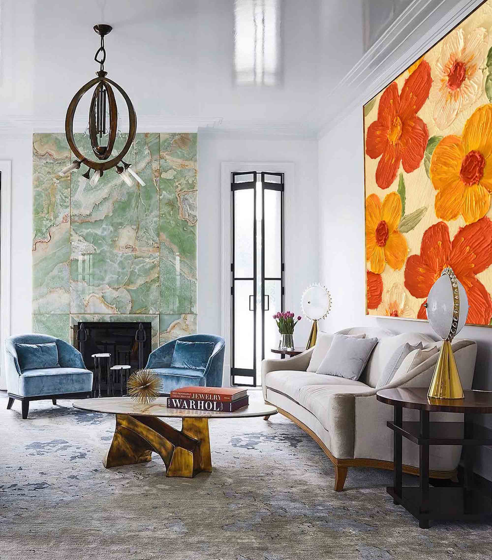 Wall Art Orange Yellow Floral Botanical