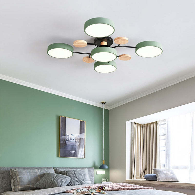 Arisha Ceiling Light, Wood Round for Living Room - Neutralighting