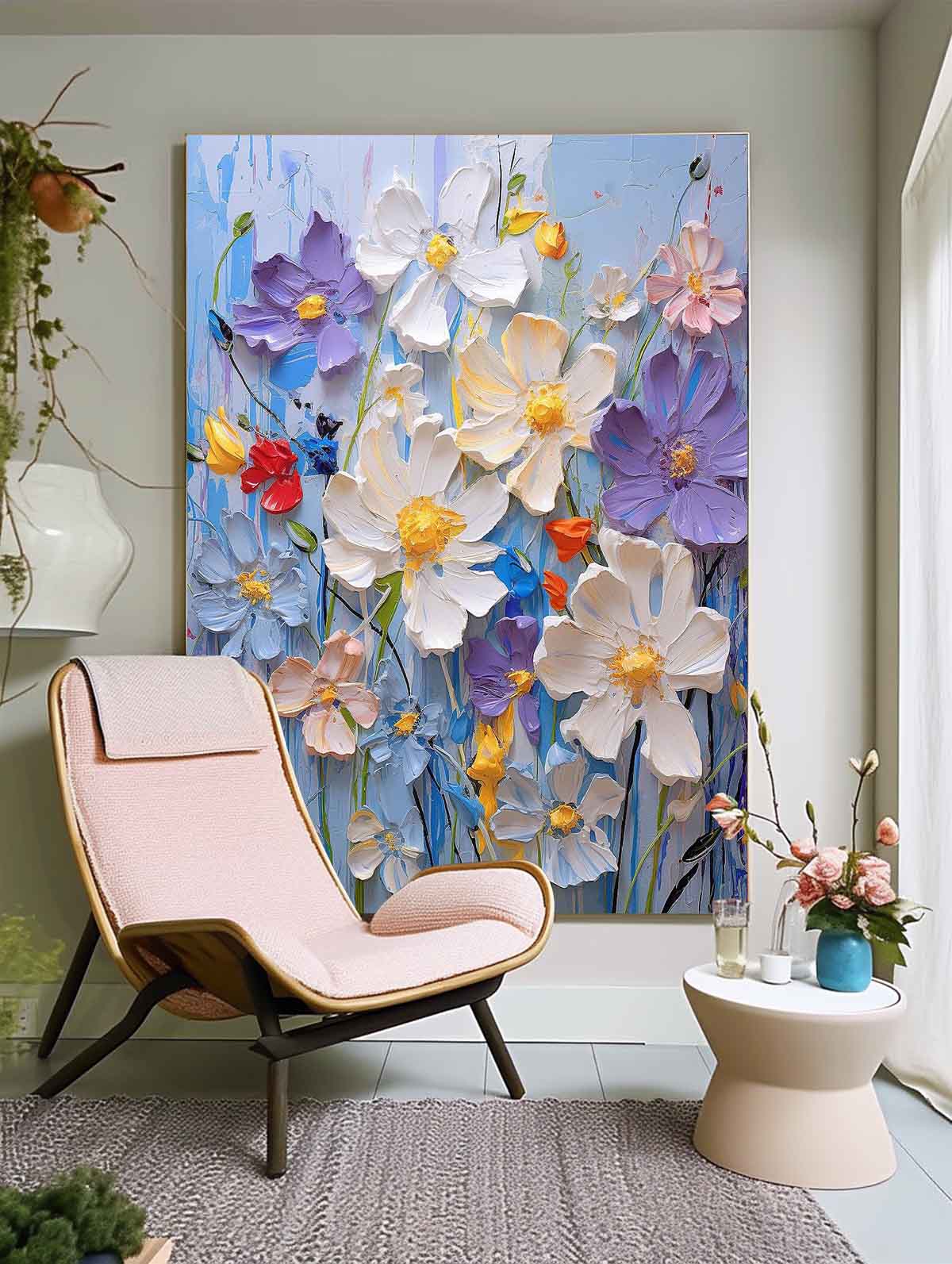 Wall Art Impasto Flower Fresh Serene Cheerful