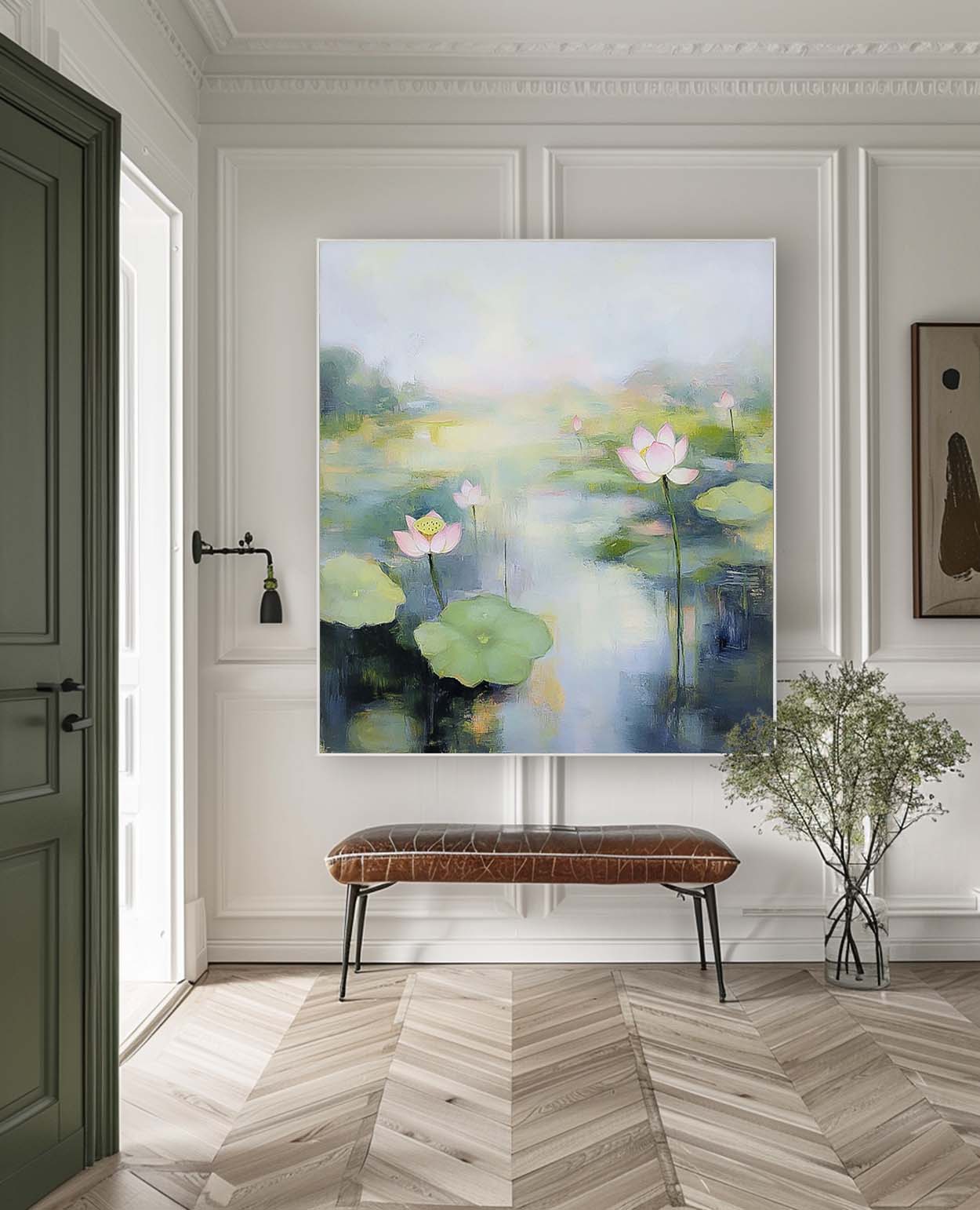 Wall Art Flower Misty Lotus Pond Landscape