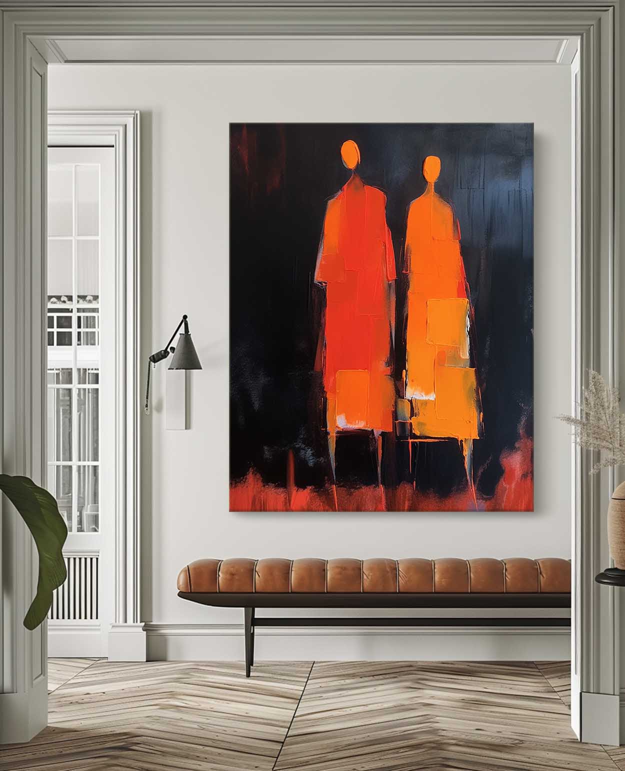 Dark Background Standing Figures Canvas Art