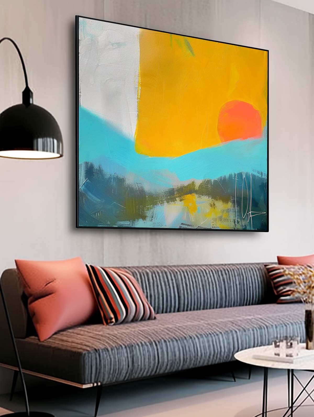 Wall Art Abstract Geometric Block Serene