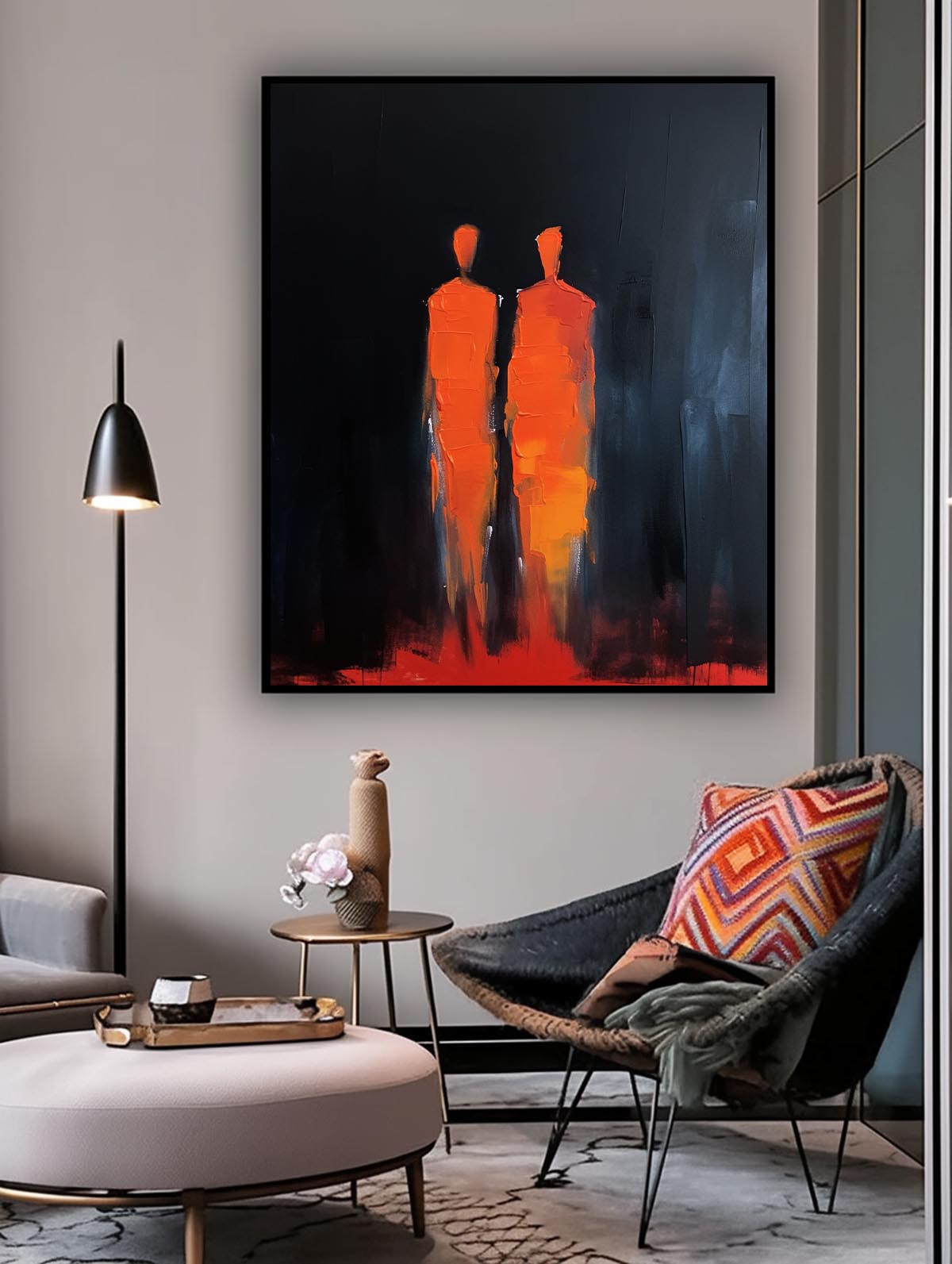 Wall Art Impasto People Silhouette Modern Abstract