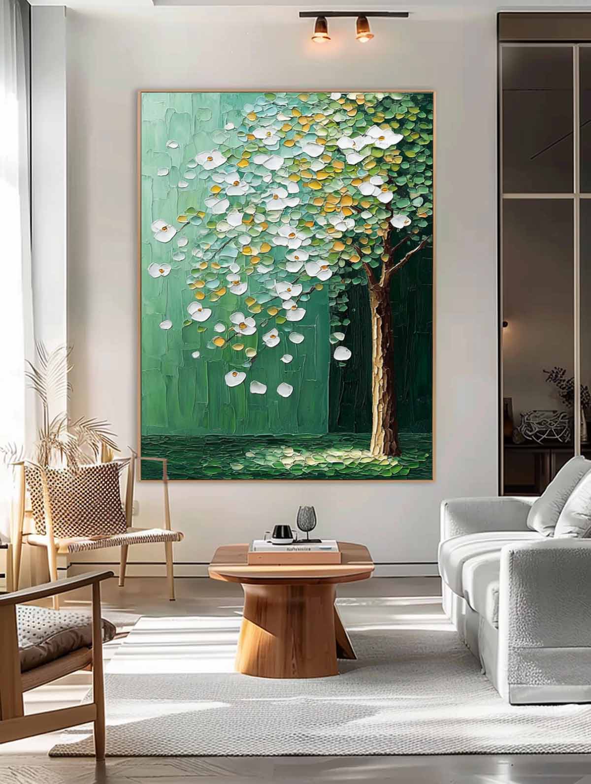 Wall Art White Blossom Tree Botanical Nature Vertical
