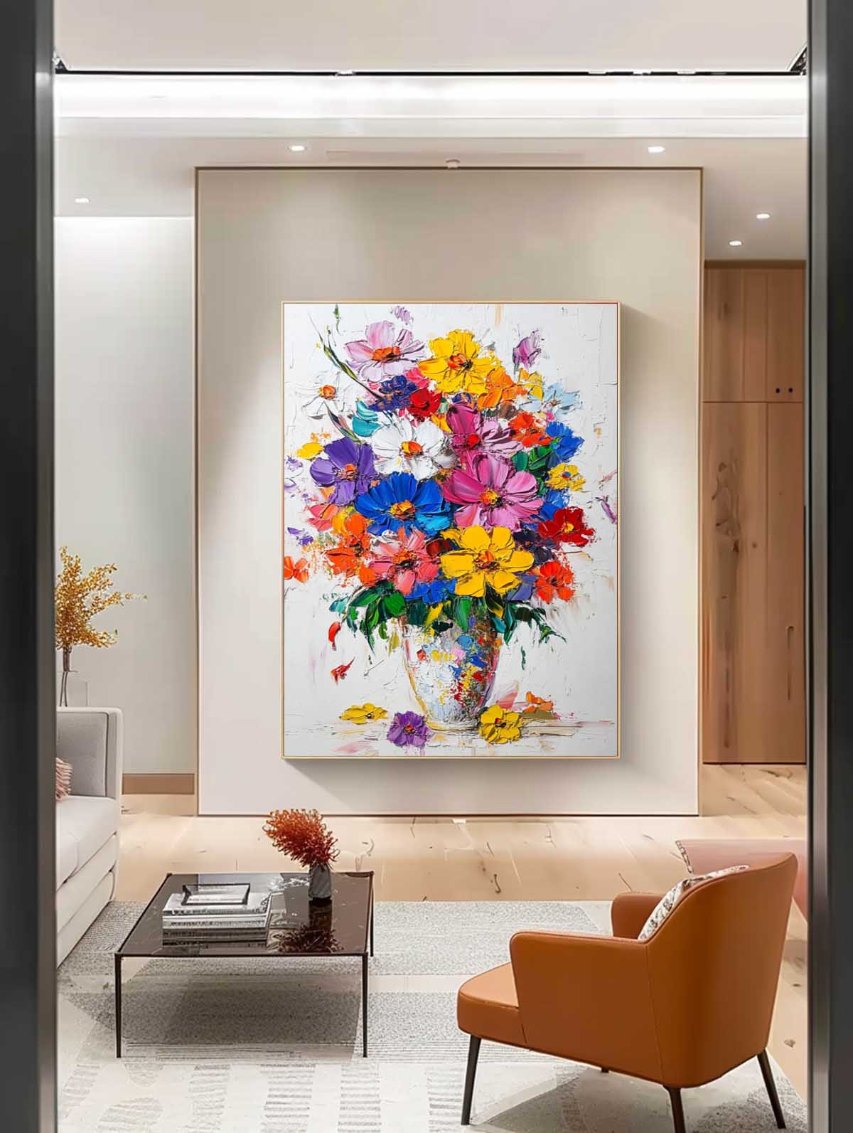 Multicolor Wildflower Bouquet Impasto Oil Painting