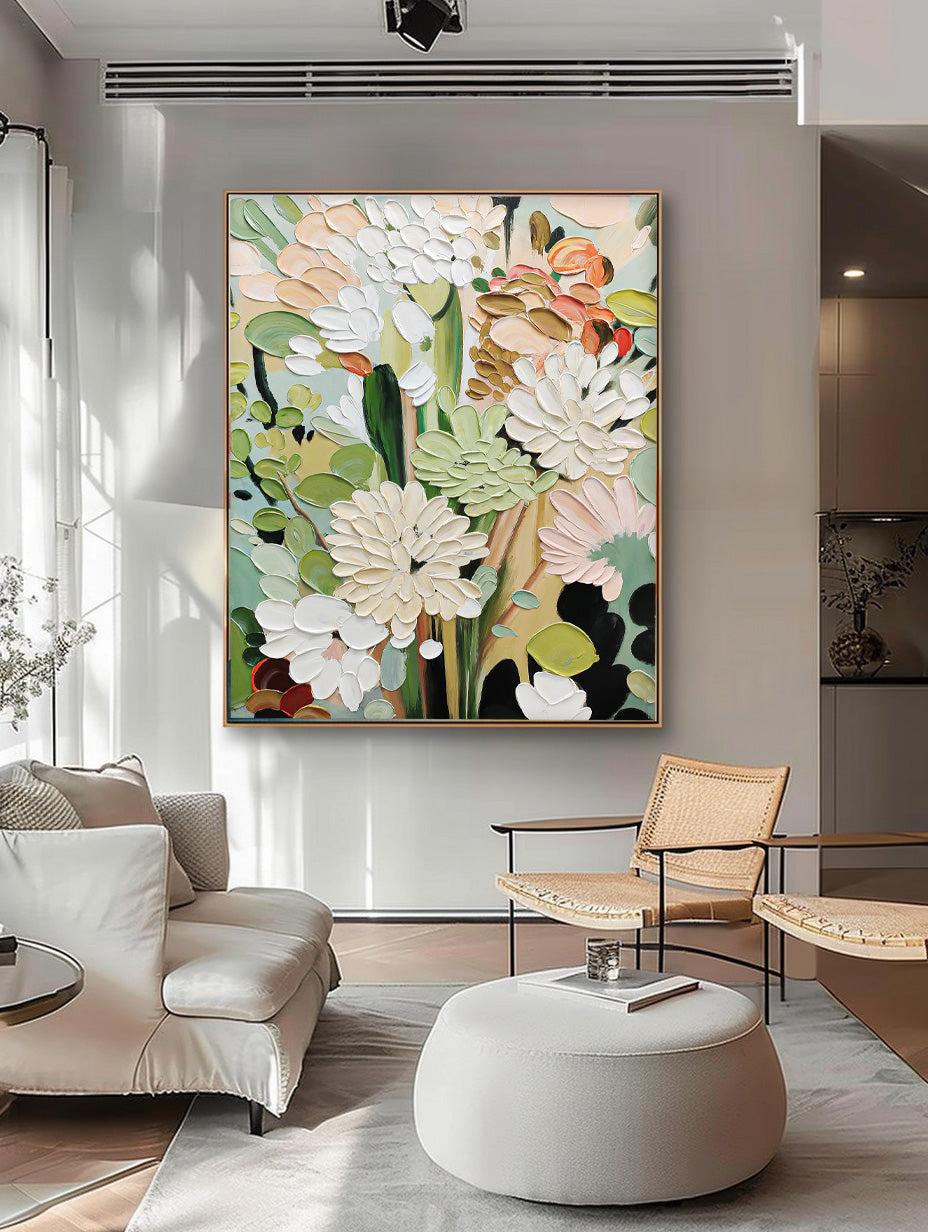 Wall Art Flower Impasto Modern Gentle Vibrant