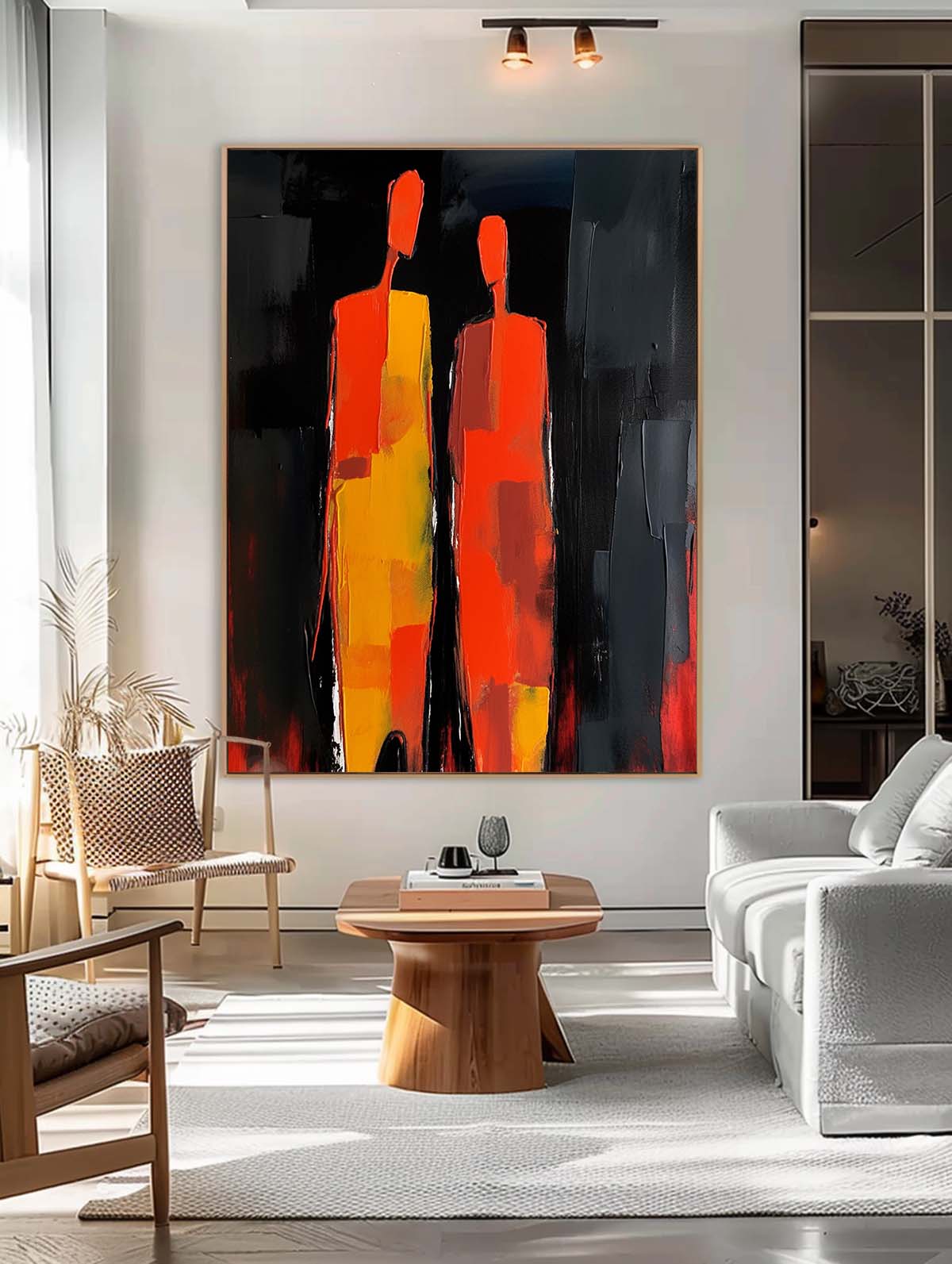 Warm Fiery Tone Two‑Silhouette Wall Art