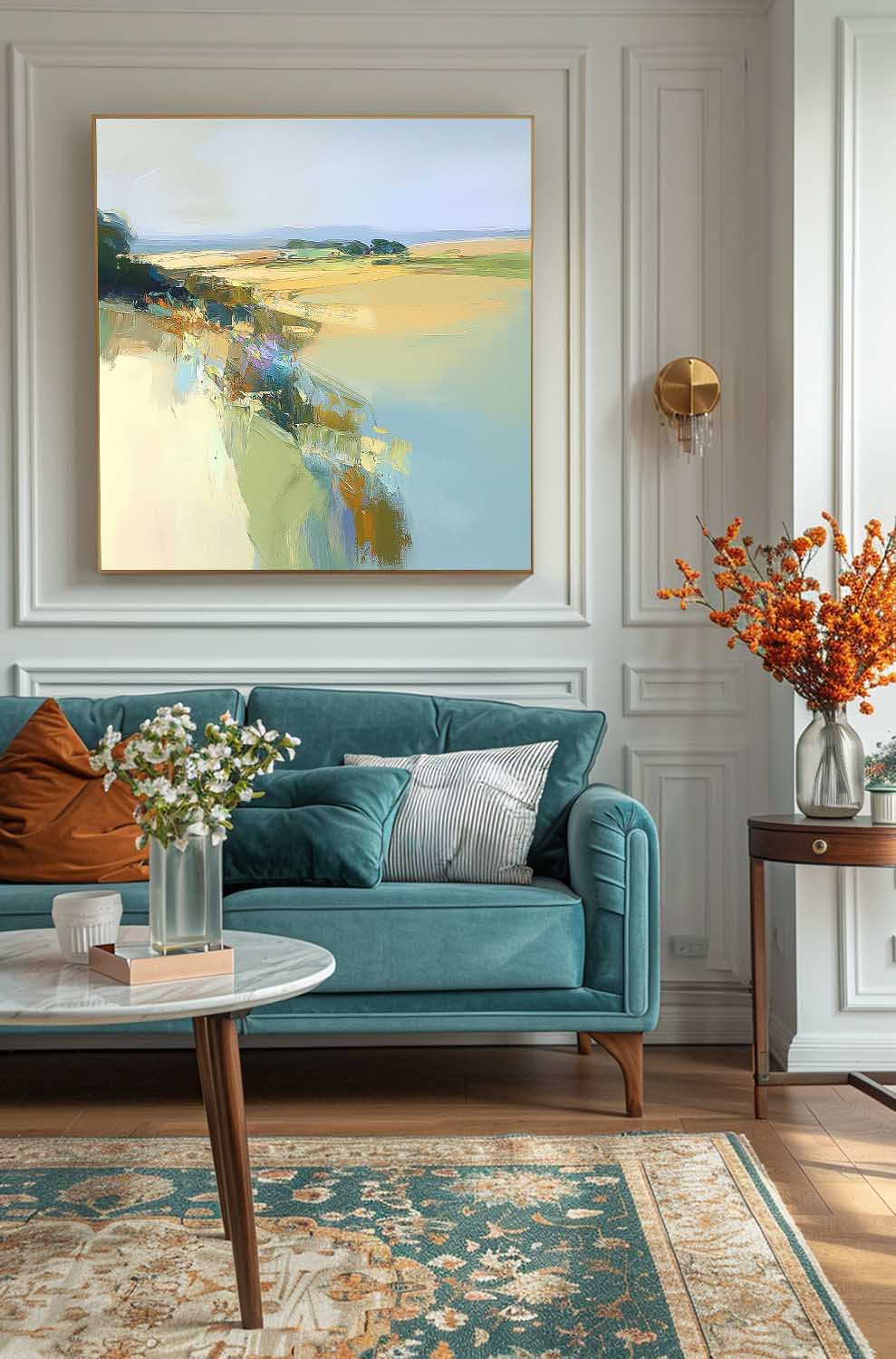 Wall Art Abstract Blocky Brushstroke Decor