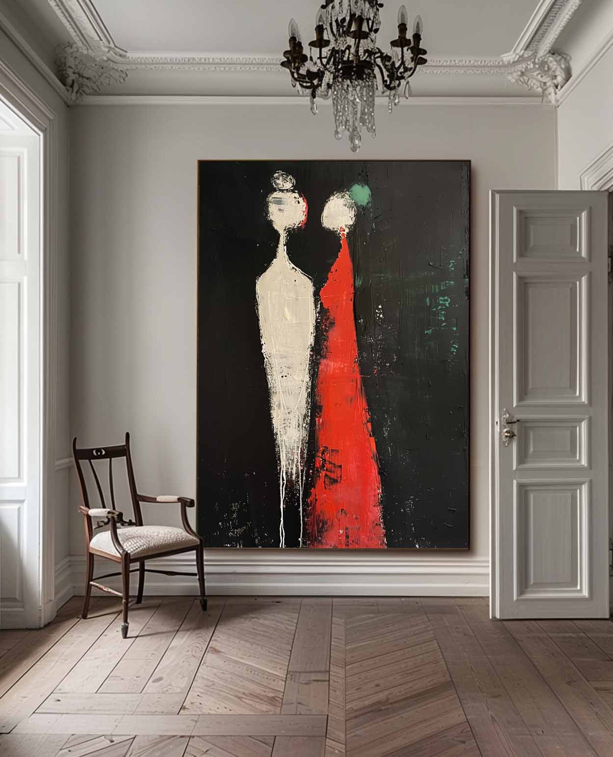 Stark Contrast Figurative Couple Canvas Art