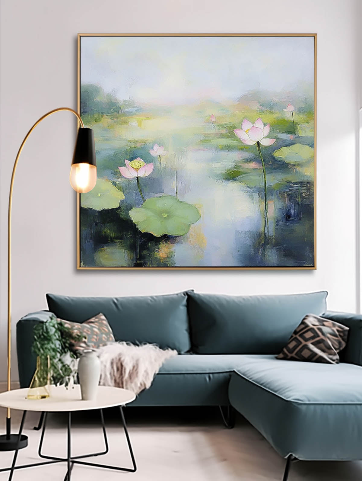 Wall Art Flower Misty Lotus Pond Landscape