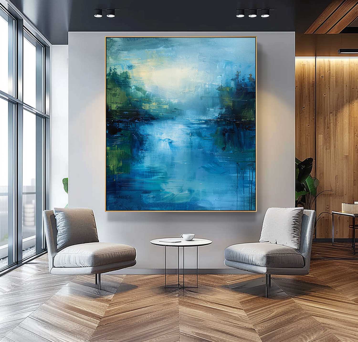 Wall Art Abstract Lake Mountain Landscape