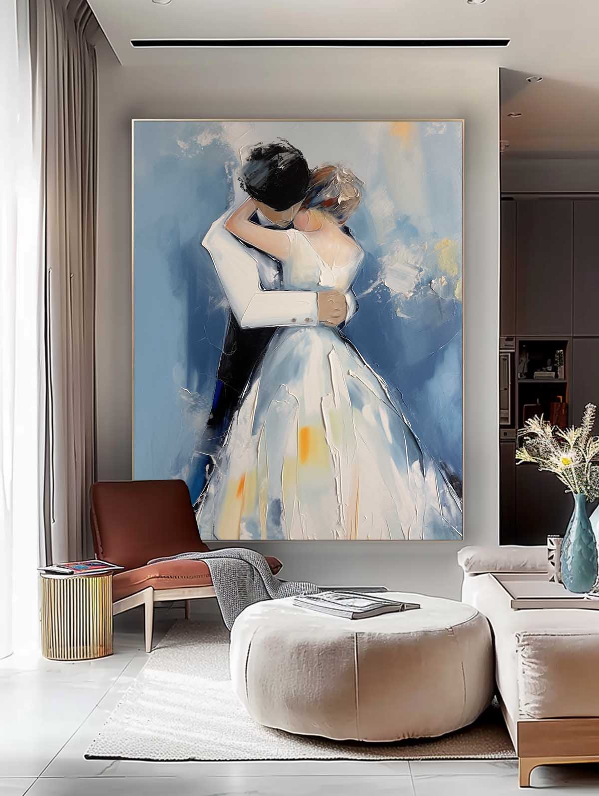 Wall Art Impasto Wedding Couple Romantic Intimate