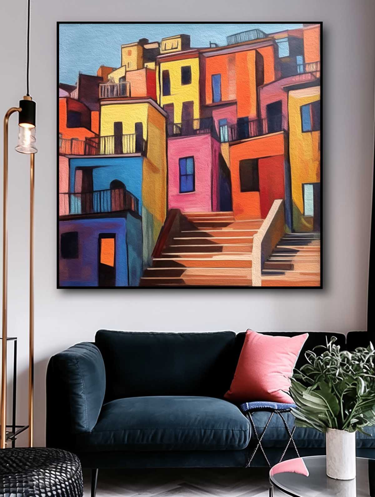 Wall Art Architecture Bright Cheerful Mediterranean