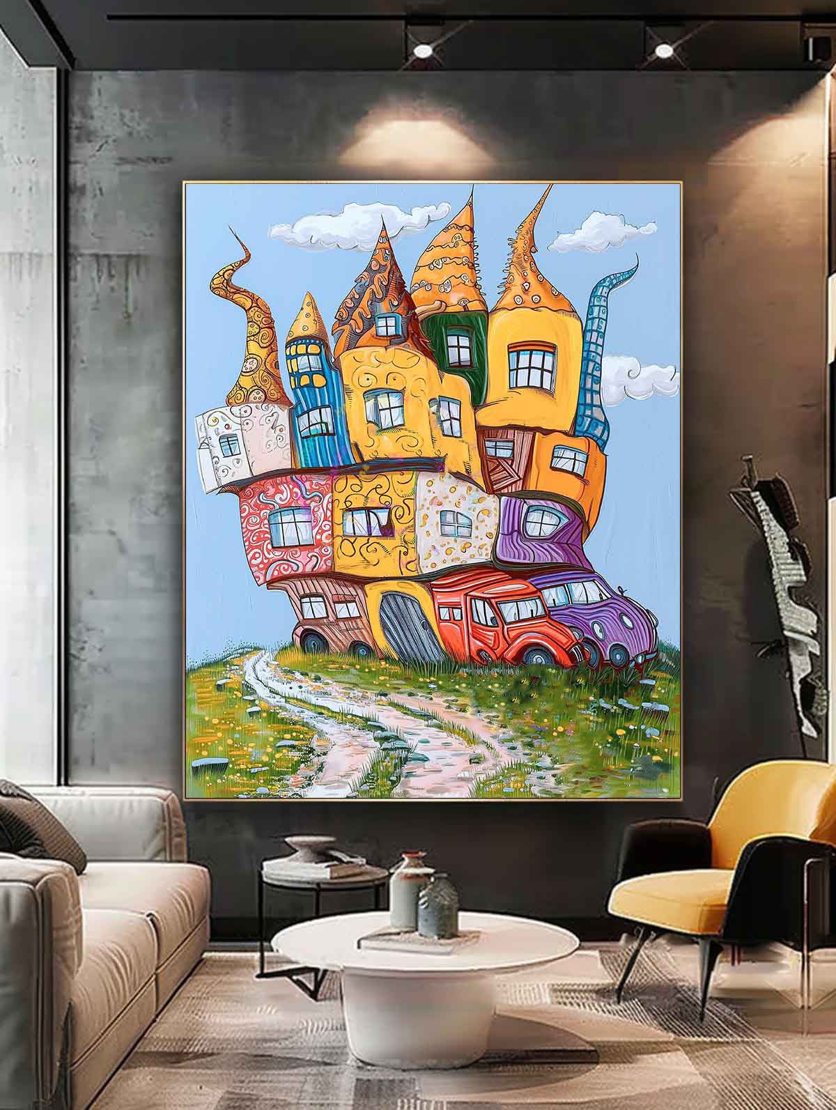 Wall Art Architecture Surreal Whimsical House Playful