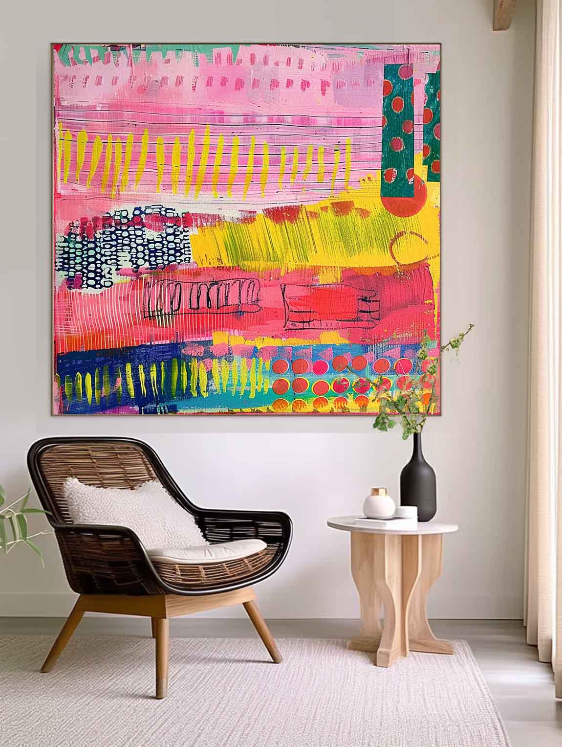 Wall Art Abstract Mixed Media Collage Bohemian
