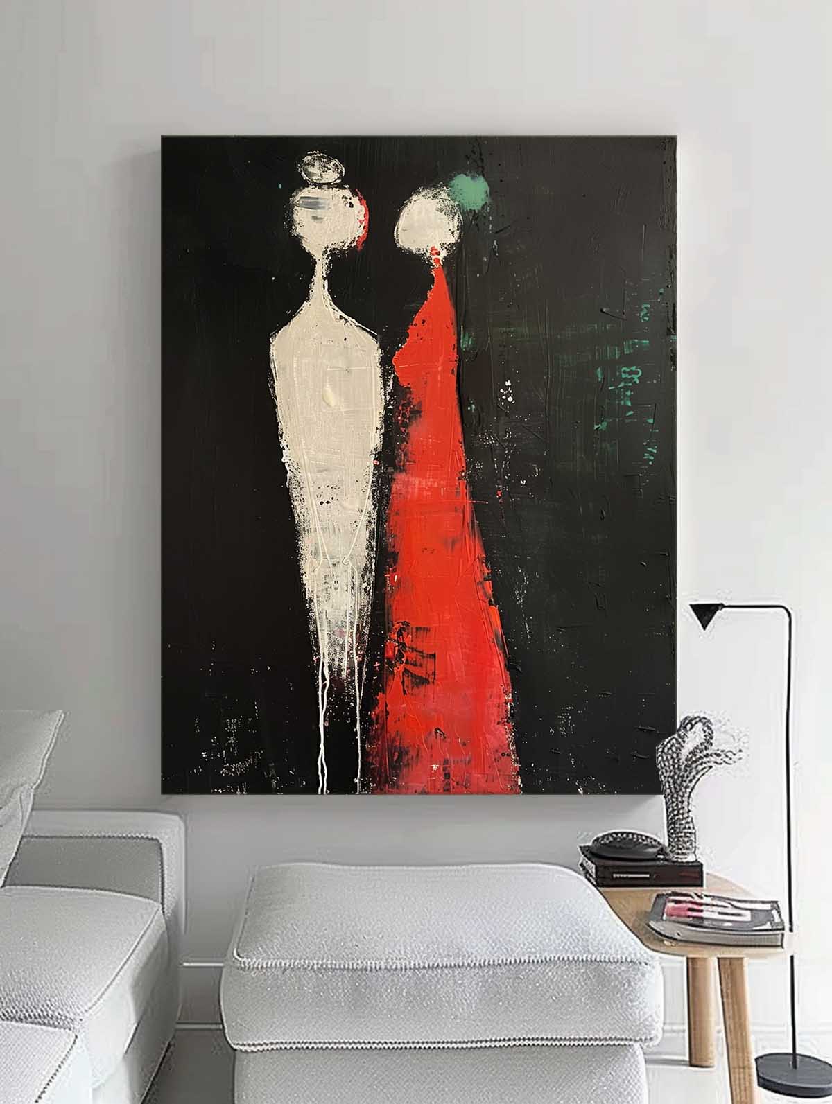 Stark Contrast Figurative Couple Canvas Art