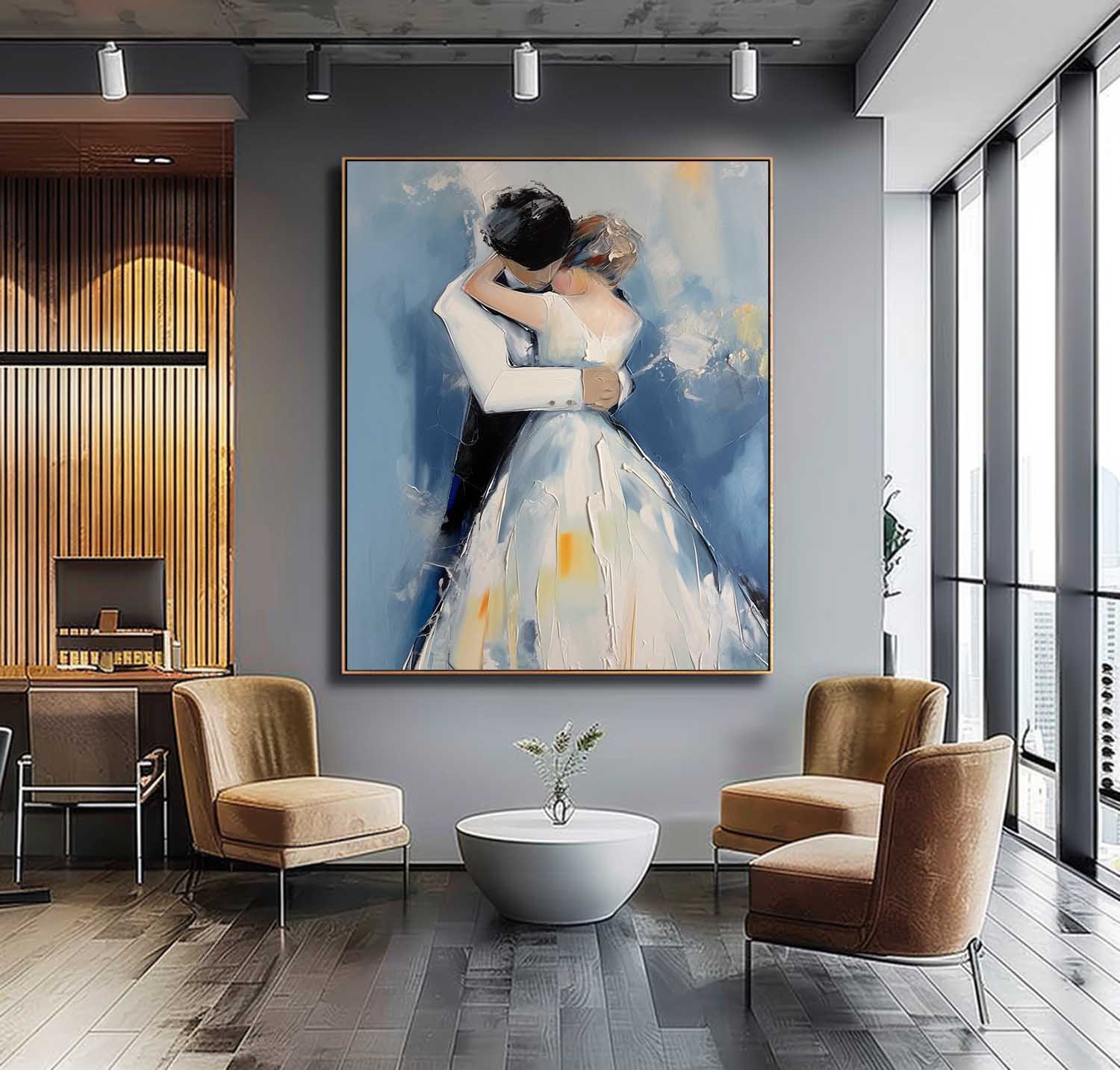 Wall Art Impasto Wedding Couple Romantic Intimate
