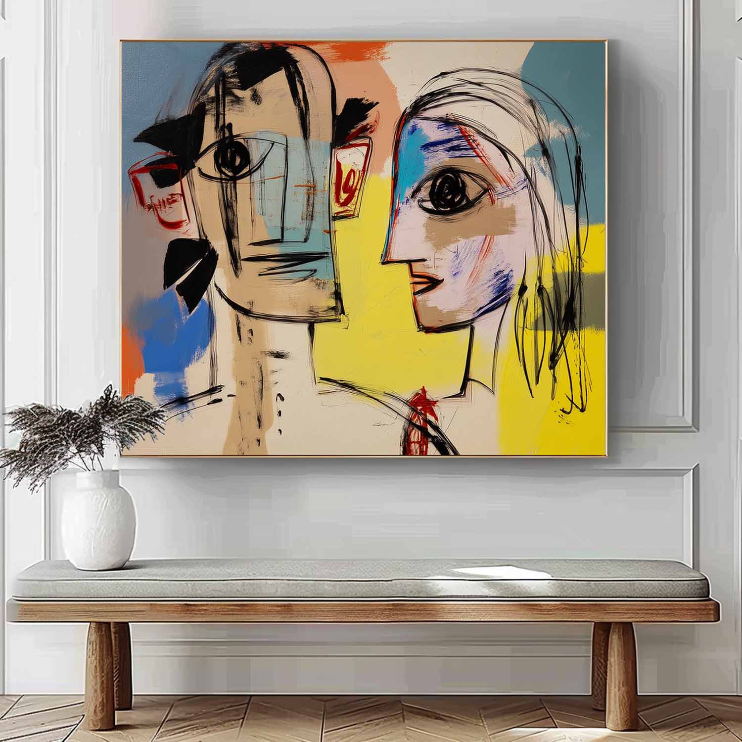 Wall Art Contemporary Cubist Figure Illustration