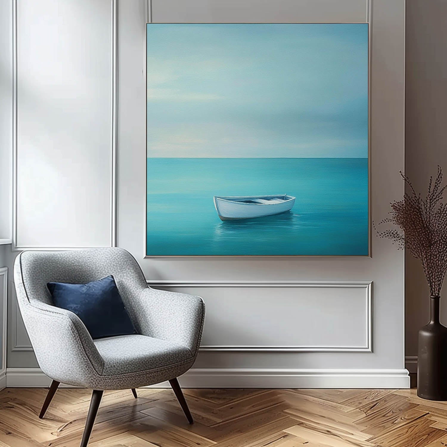 Wall Art Landscape Minimalist Boat Serene