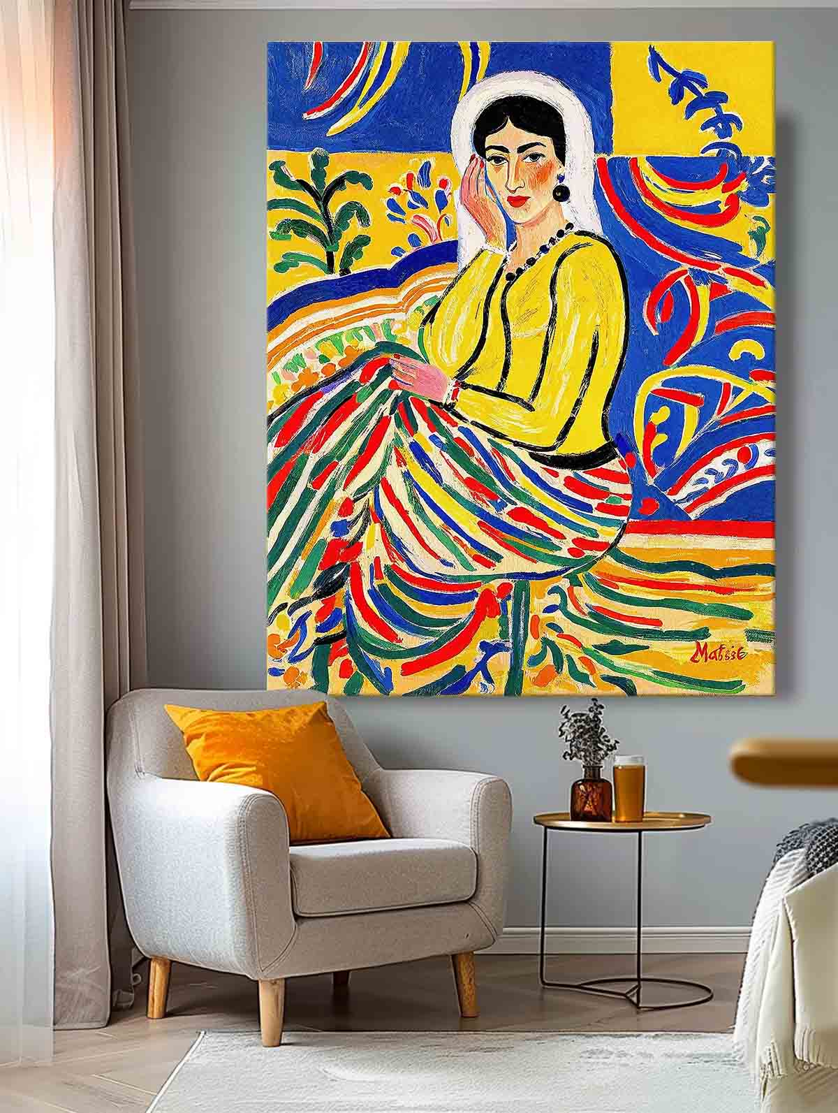 Fauvist Portrait Painting Vibrant Yellow & Blue