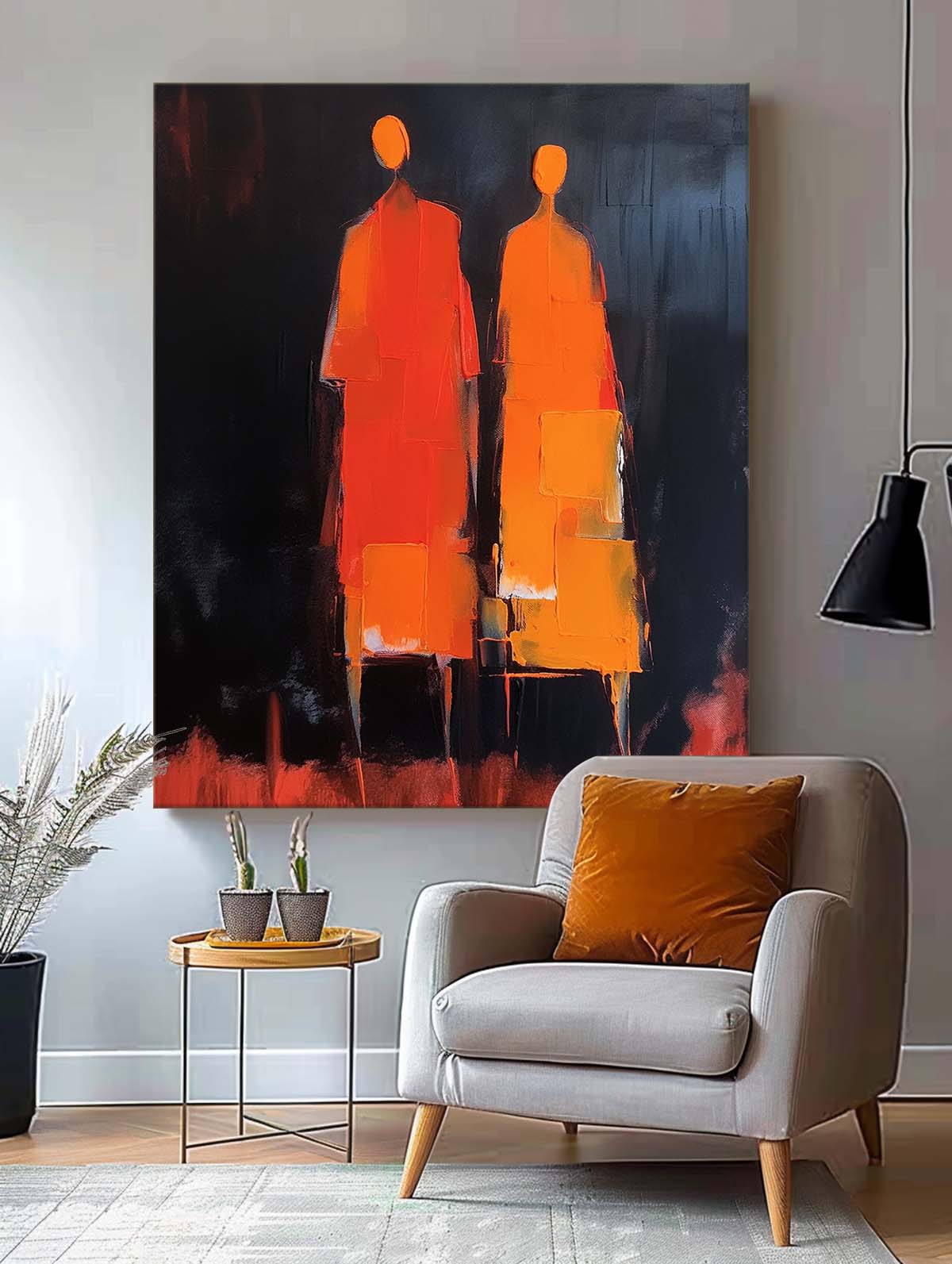 Dark Background Standing Figures Canvas Art