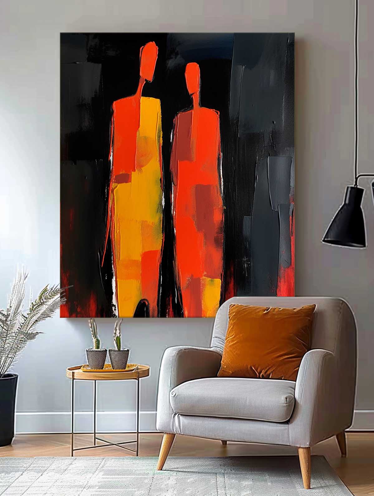 Warm Fiery Tone Two‑Silhouette Wall Art