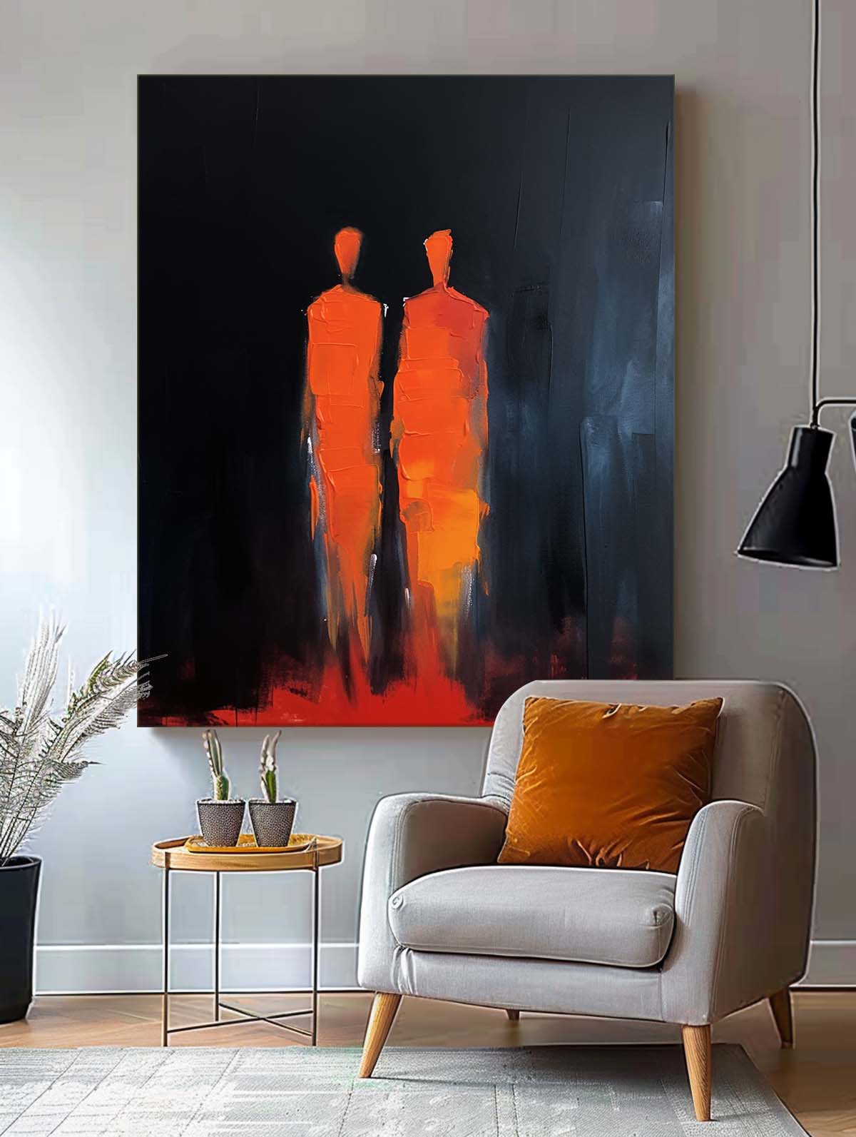 Wall Art Impasto People Silhouette Modern Abstract