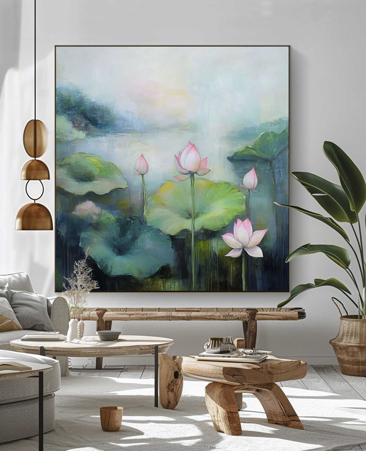 Wall Art Flower Serene Lotus Pond Tranquil