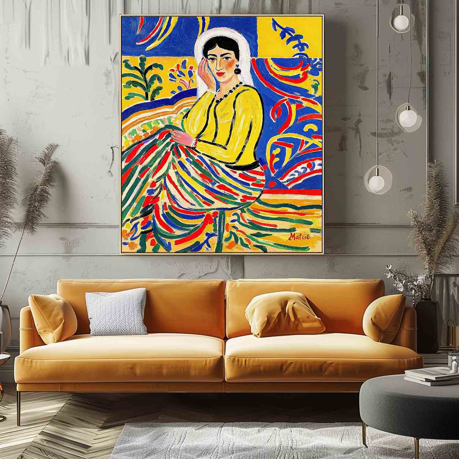 Fauvist Portrait Painting Vibrant Yellow & Blue