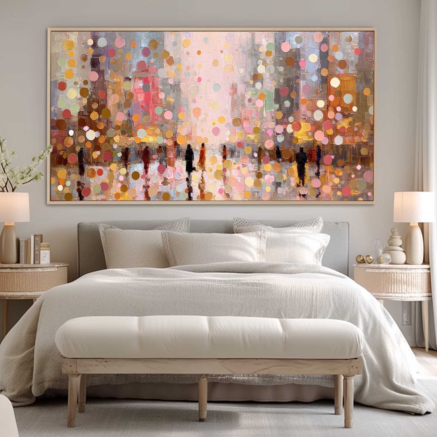 Wall Art People Bokeh City Street Silhouette