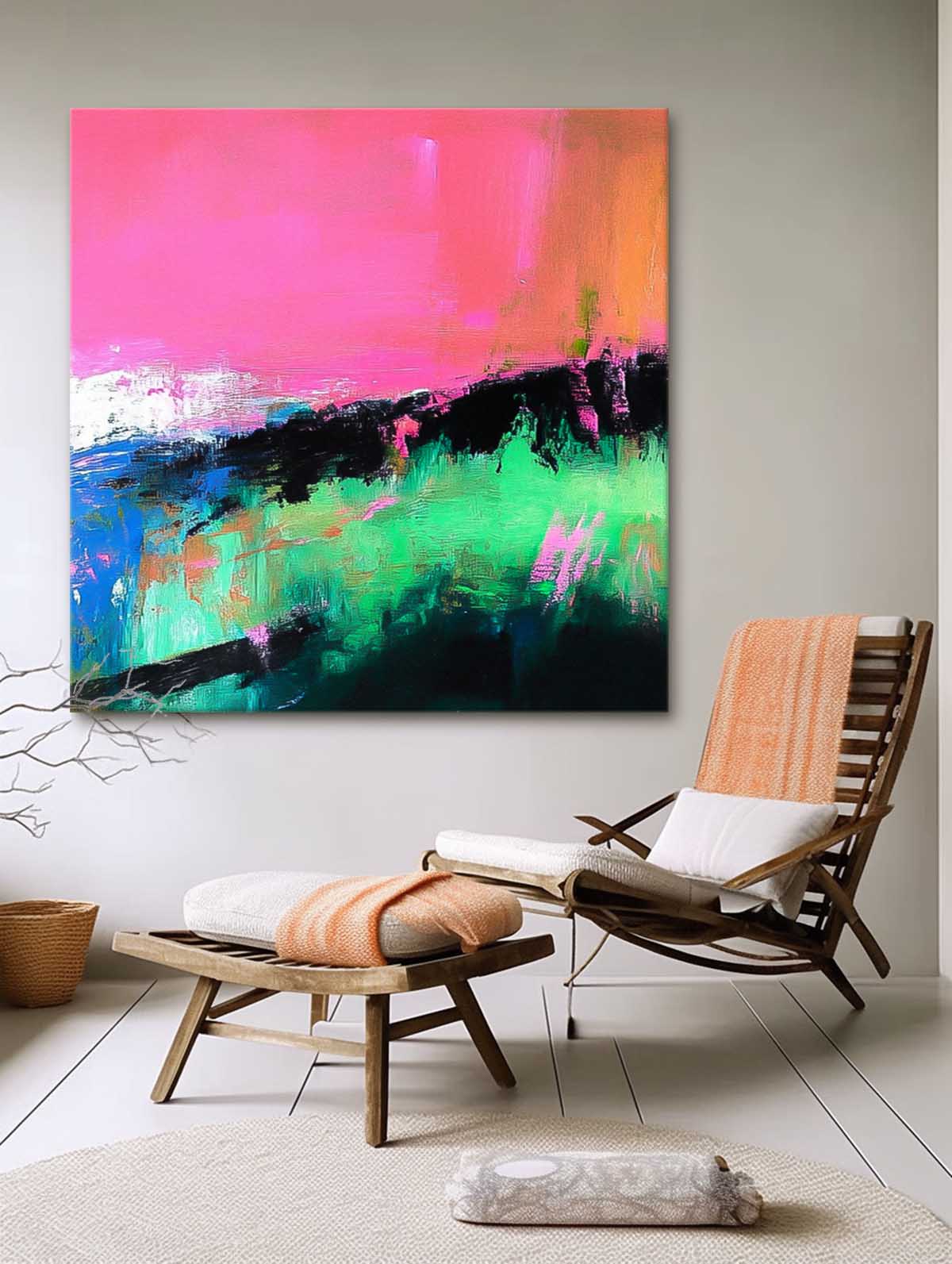 Wall Art Abstract Maximalist Neon Bohemian